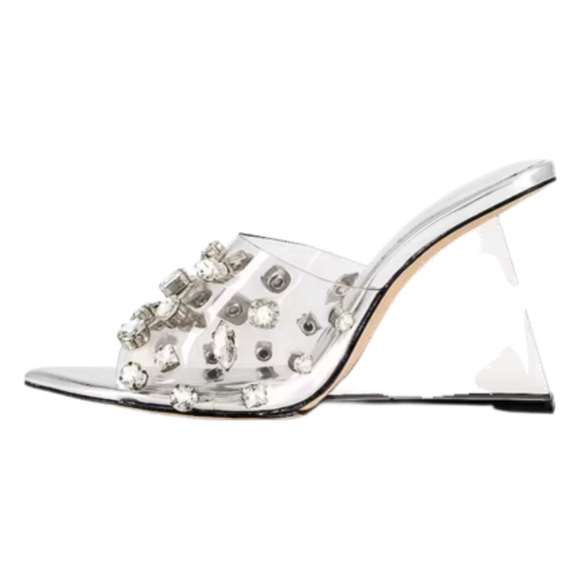 silver Good American jeweled wedge heel | glass slipper | slip on - Picture 7 of 8